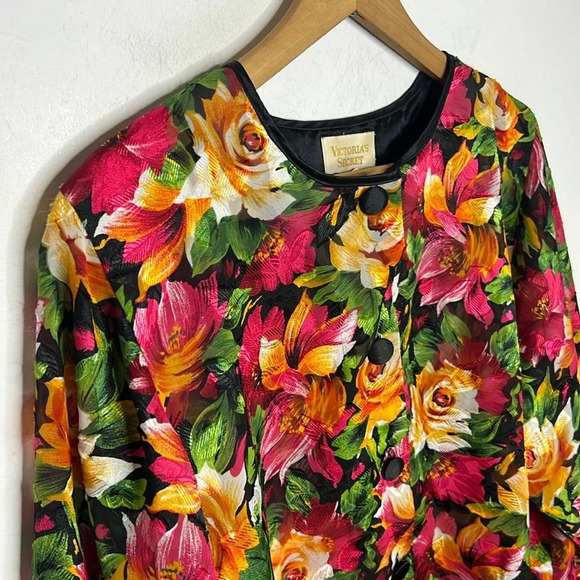 Gold Label Victoria’s Secret Vintage 90s Semi Sheer Floral Print Lounge Shirt - Picture 5 of 11